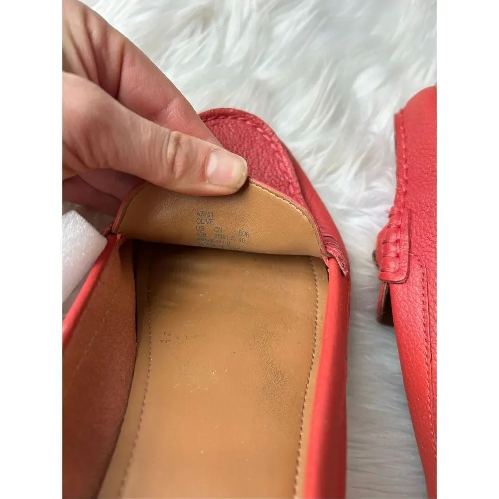 COACH Olive Horsebit Leather Slip-On Loafers Women's Sz 10 orange - Picture 5 of 5